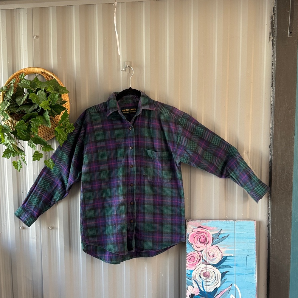 Vintage Hazel Creek Vibrant Plaid Button-Up Shirt